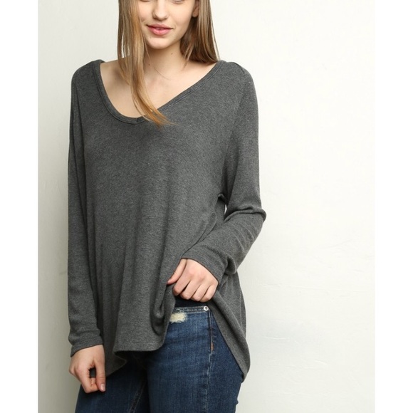 Brandy Melville Tops Brandy Melville Grey Long Sleeve Top Poshmark